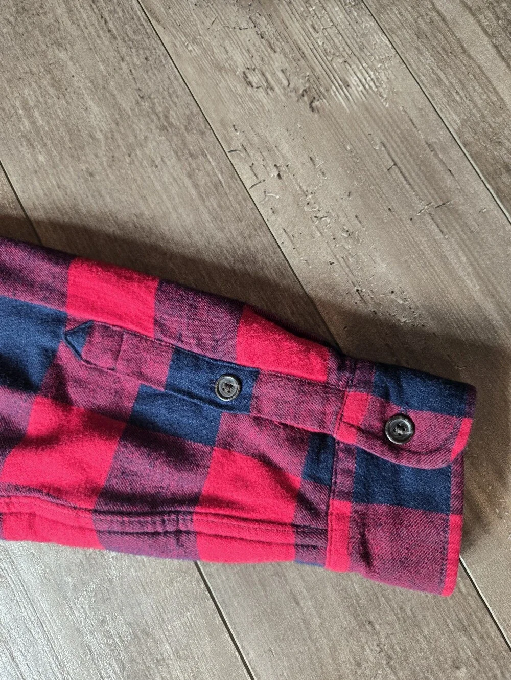 Lands’ End Red & Navy Buffalo Plaid Sherpa-Lined Shacket Men's Size Small